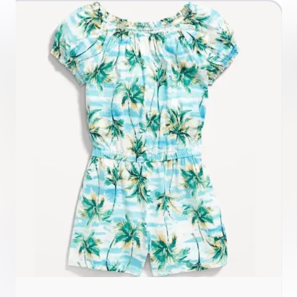 Old Navy Puff-Sleeve Jersey-Knit Romper Size Small (6-7)
